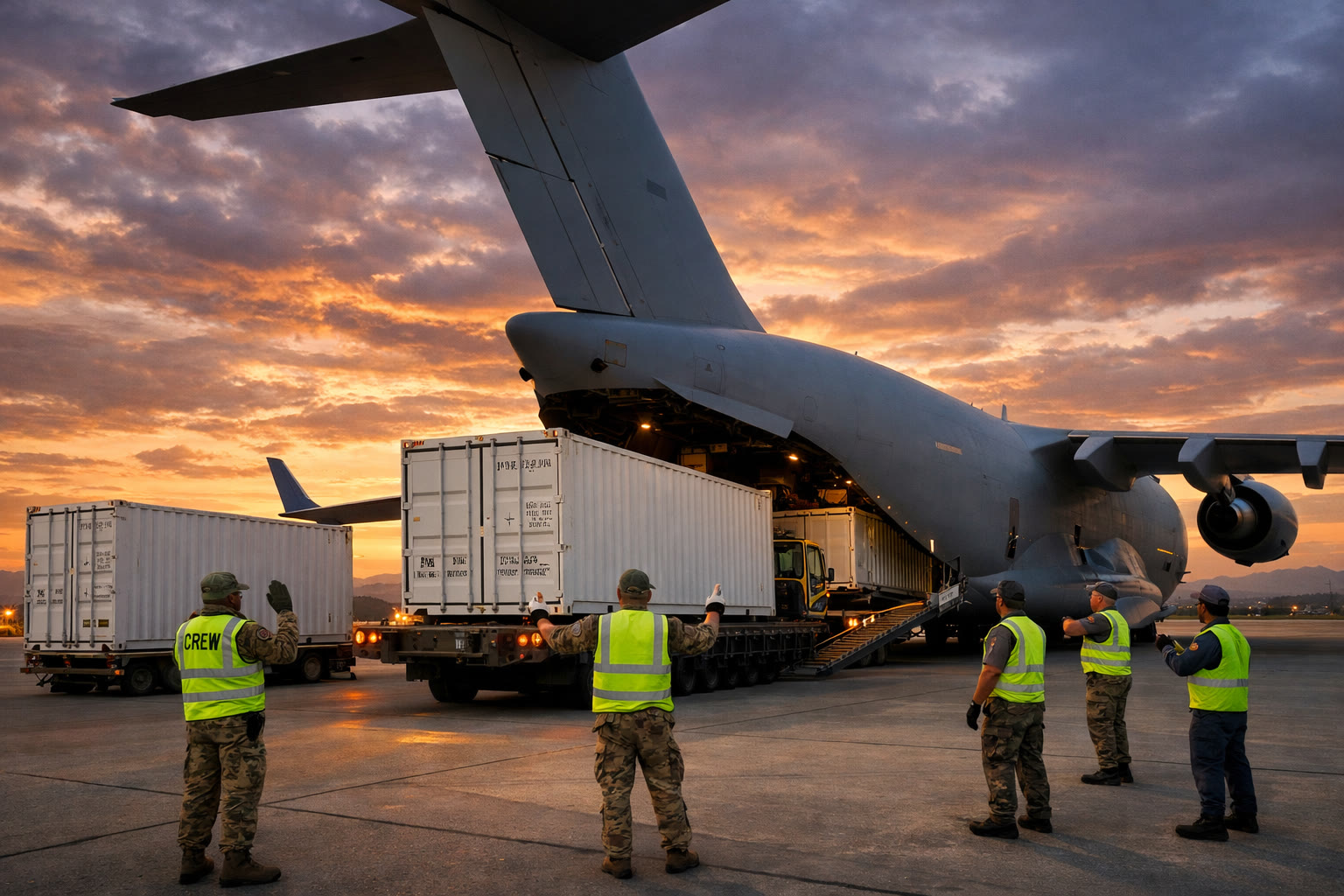 Air transport C-17 loading