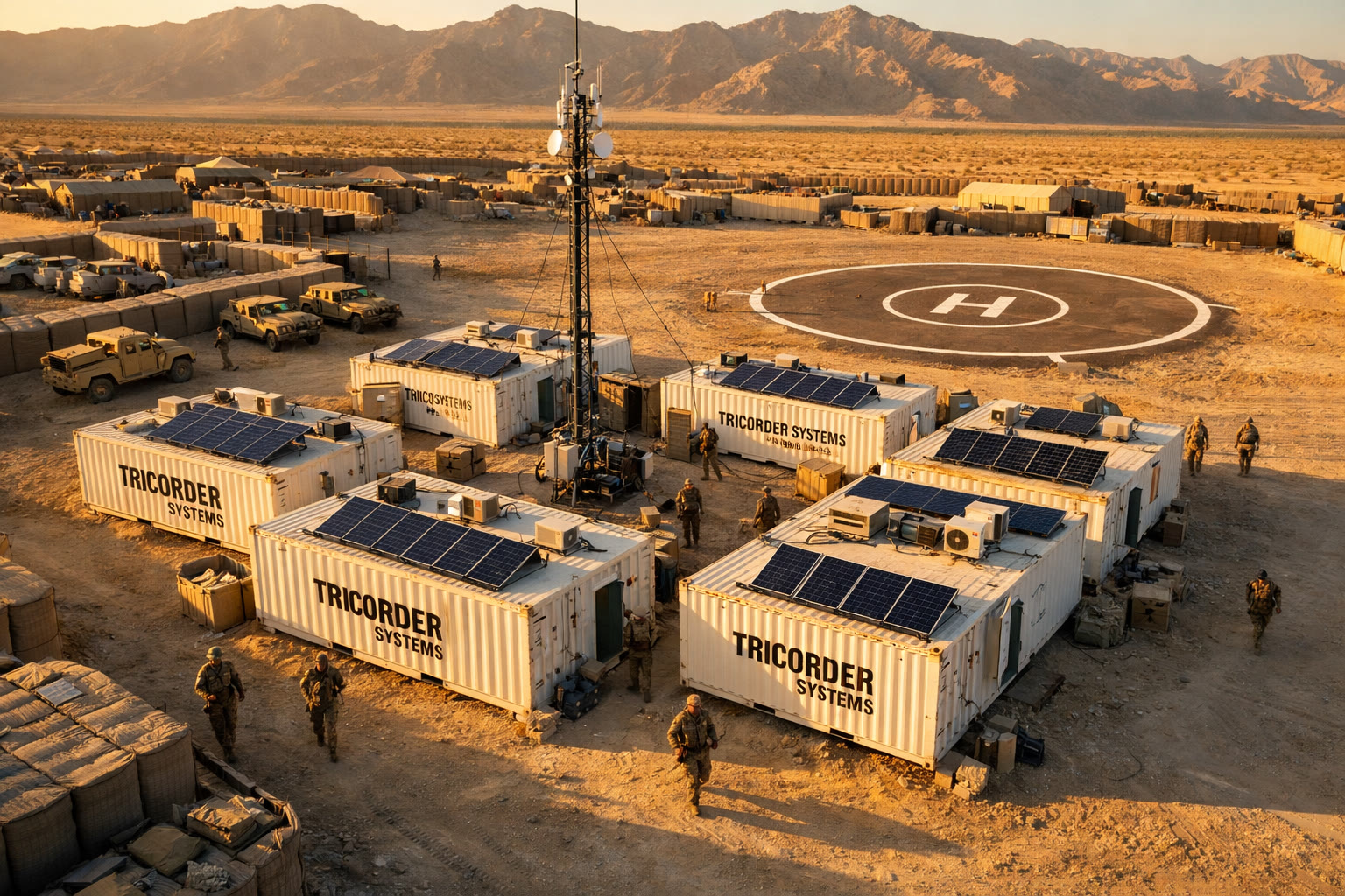 Multi-container base aerial view